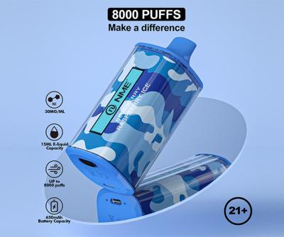 China 650mAH Disposable Vape Rechargeable 8000 Puffs 1.2Ω Blueberry Ice for sale