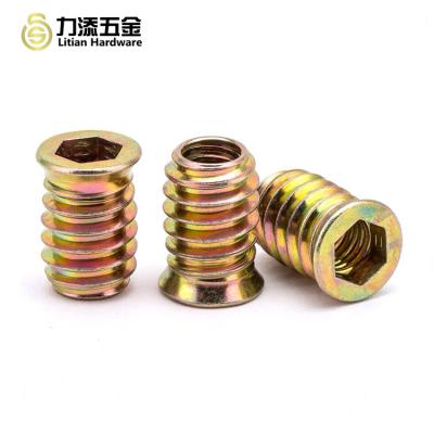 China SS304 Wood Insert Lock Nut  Hexagon Socket Color Zinc Plated for sale