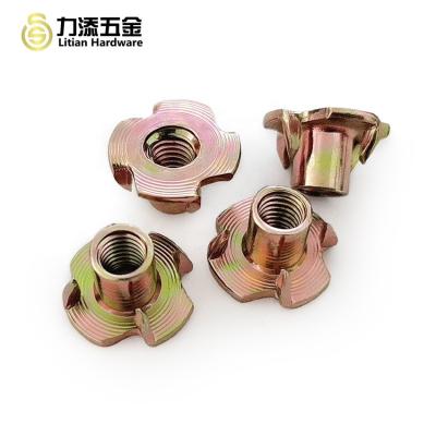 China Tee nuts toothed 4 prong spring nuts T-Nut sliding drop slot four claw  M6 din1624 for sale