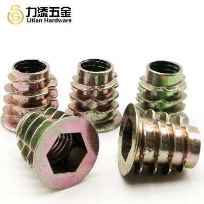 China D E B Wood Insert Lock Nut , M4 M6 M8 M10 Hex Drive Threaded Inserts For Wood for sale