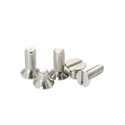 China Stainless steel 304 M2.5 M3 M4 slotted one word screw flat head machine nail hardware countersunk one word screw for sale