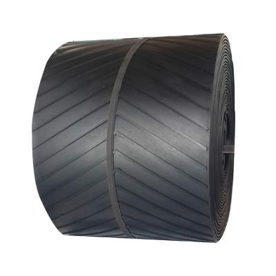 China Customized Fabric Type 3 Ply Rubber Chevron Conveyor Belt for Mining 10Mpa-24Mpa Concave for sale