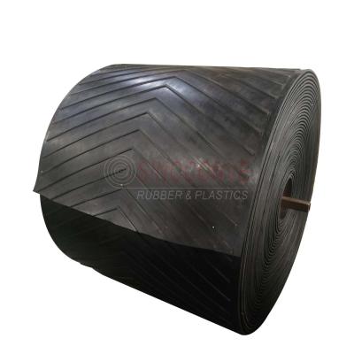 China Heavy Duty V Type Patterned Industrial Chevron Rubber Mining Conveyor Belt 50 m/roll for sale