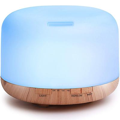 China Mute 0.64kg Wooden Ultrasonic Diffuser 7 Color Light Dustproof Usb 500ml for sale