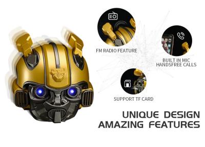 China Bumblebee Helmet Dual Diaphragm Mini Wireless Speaker Bluetooth Subwoofer 65dB for sale