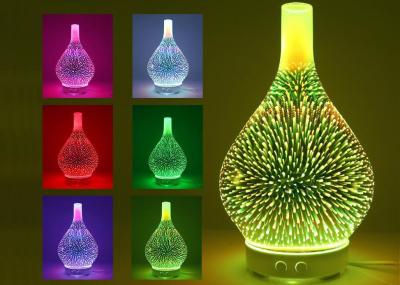 China 3D Fireworks Glass Home Aroma Diffuser Humidifier Machine With Colorful Light for sale