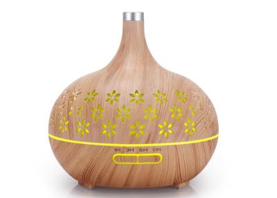 China 400ml Flower Pattern Aromatherapy Essential Oil Difuser Wood Grain Small Night Light Humidifier for sale