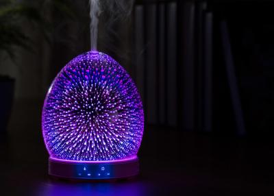 China 100ml  ultrasonic essential oil aroma diffuser hybrid humidifier with 3d effect glass shell for sale