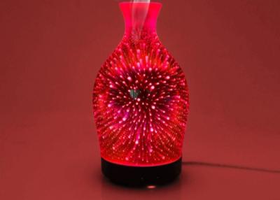 China Amber Glass Aromatherapy Bottle 3D Smoke Flower Essential Oil Glass Bamboo Humidifier for sale
