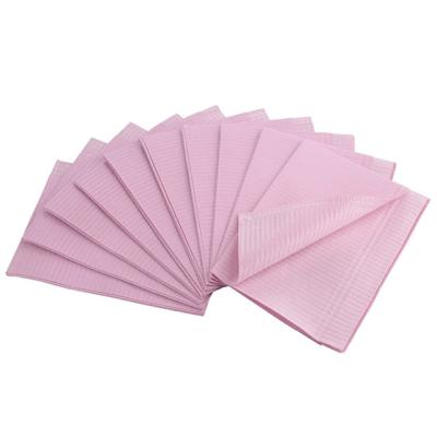 China Waterproof Pink  Disposable Consumable 3ply Scarf Apron Dental Bib for sale