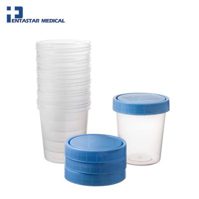 中国 4OZ Plastic disposable medical lab specimen cup sample container urine cup specimen cups with screw on lids 販売のため