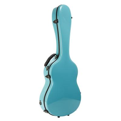 China 41 Inch Fiberglass Acoustic Guitar Hard Case With Backpack Straps Blue Silk Linner for sale