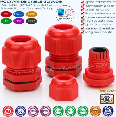 China Red Hermetic Electrical Cable Gland Plastic (Nylon or Polyamide) IP68 with BSC Connection Thread for sale