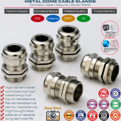 China Metal (Brass, Copper) Watertight Straight Cable Glands IP69K/IP68 with PG & Metric Male Threads for sale