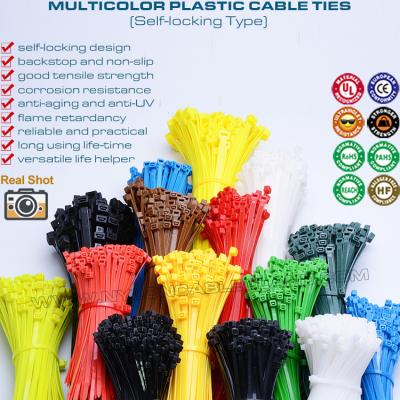 China 4 Inch Color Plastic Cable Ties 2.5x100mm, Premium Nylon 66 Zip Tie Strap with 18lbs Tensile for Wires & Cables for sale
