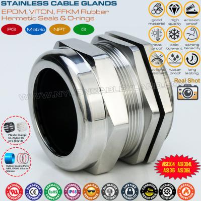 China M50 Metric IP68 Cable Gland Stainless Steel Type 304, 316, 316L with EPDM Seal & O-ring for 22-32mm Cable for sale