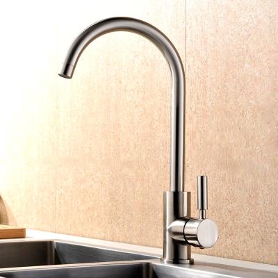China Durable Single Handle Kitchen Faucet Brushed Plated Finishing Simple Style for sale