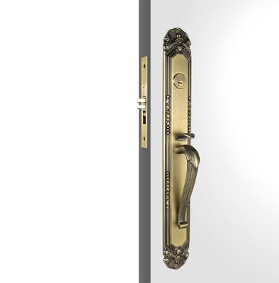 China Outside Entry Door Handlesets / Antique Brass Entrance Door Handles for sale