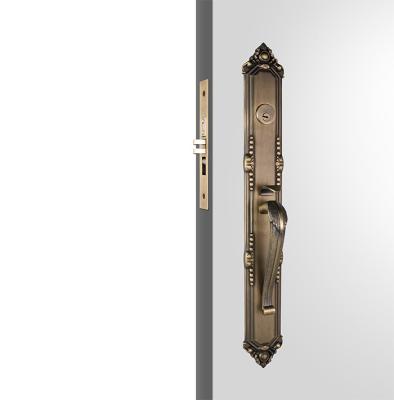 China Antique Brass Door Handles Single Cylinder Luxury Handleset Zinc Alloy for sale