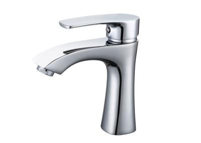 China Silver Single Handle Bathroom Faucet / Brass Bathroom Faucets Easy Installation for sale