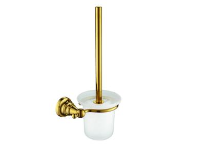 China Chrome Finishing Bathroom Toilet Brush Holder Gold Solid Metal Base for sale