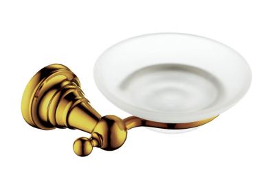 China Brass Bathroom Glass Shower Soap Dish Wall Mounted Golden Plated for sale