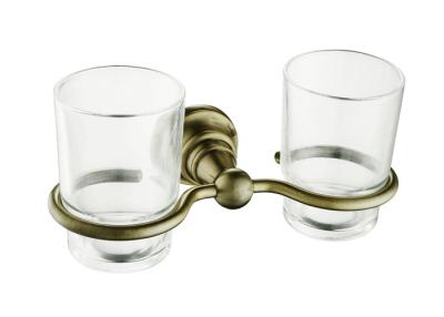 China Double Glass Toothbrush Holder Bathroom Fittings Mounting Hardware Included for sale