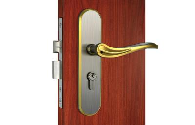 China PVD Finishing Door Lock Mortise Lever Handle Solid Zinc 3 Brass Keys for sale