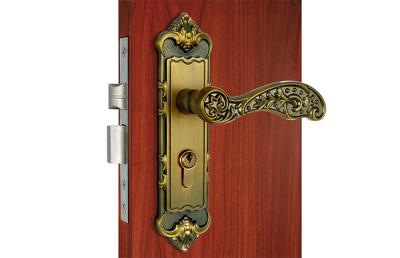 China Antique Yellow Bronze Mortise Locksets With Lever Handle Mortise Lock Body for sale
