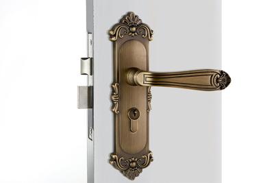 China Room Door Mortise Latch Set 250x62mm Plate Antique Yellow Bronze for sale