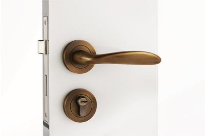 China Commercial Rose Mortise Latch Lock Set With Lever Handle , Antique Yellow Bronze for sale