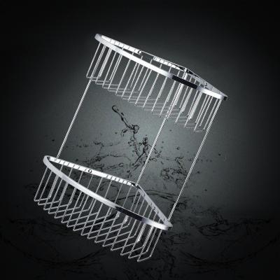 China Silver Finishing Bathroom Accessory Two Layers Corner Shower Basket for sale