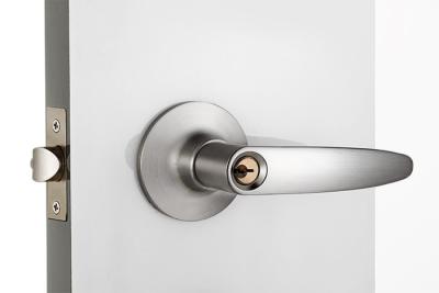 China Privacy Door Tubular Cylinder Lock Front Satin Nickel Lever Handle for sale