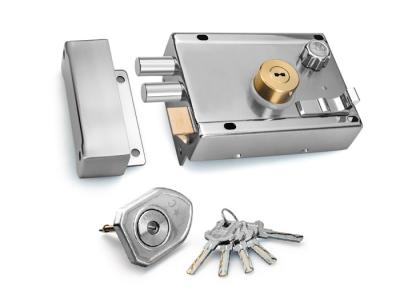China House Security Rim Lock Stainless Steel Door Lock with Two Brass Cylinder Bolt for sale