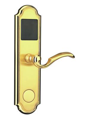 China Plated Gold Hotel Electronic Door Lock With Card / Key Operated 288 * 73mm Plate Size for sale