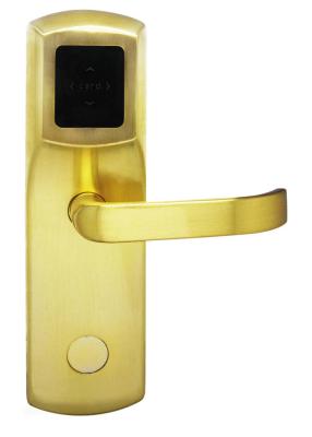 China Electronic Card Hotel Door Lock Plated Gold Finishing Fits Door Thickness 38 - 50mm for sale