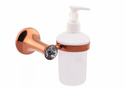 China Dispensador de jabón para accesorios de baño de aleación de zinc y placa de cristal de oro rosa en venta