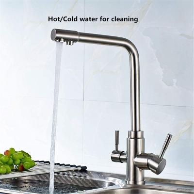 China 3 In 1 Water Purifier Faucet Brass Stainless Steel H330 XW200mm Deck Mounted for sale