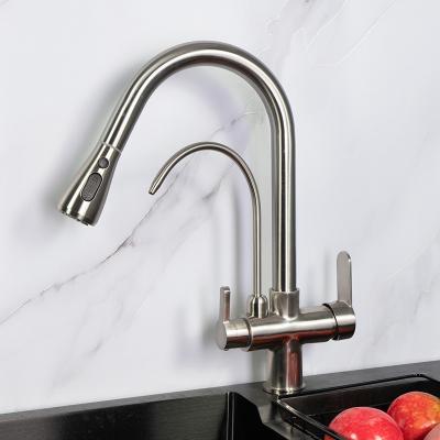 China Multicolor Smart Sink Kitchen Water Faucet 3 Way Stainless Steel en venta