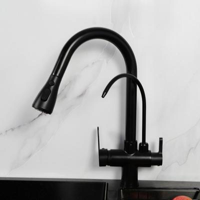 China Black 3 Way Drinking Water Faucet With Filtered Water H410 XW225mm for sale