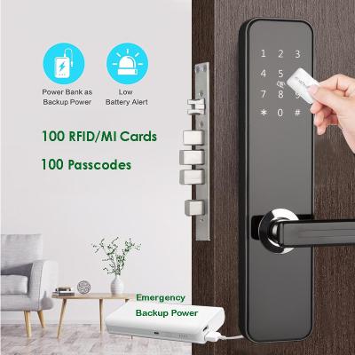 China Aluminium Alloy Keypad Smart Door Lock For Front Door NFC Card Unlock for sale