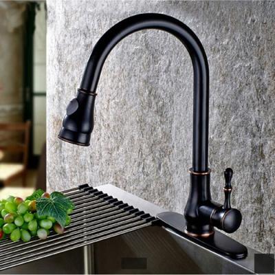 China ORB Brass Pull Out Spray Sanitary Kitchen Faucet Single Handle Water Tap for sale