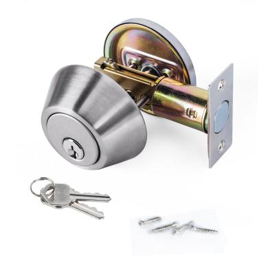 China High Security SUS304 Single Cylinder Deadbolt Door Locks Plated Nickel Finish for sale