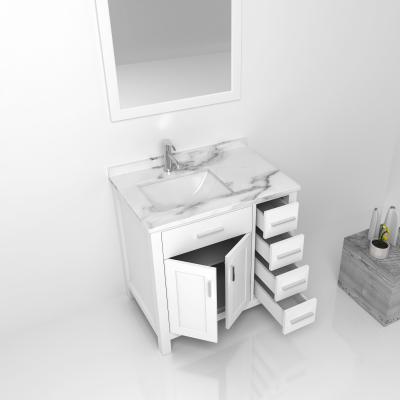 Chine Armoires de salle de bain en bois massif blanc / armoire de lavabo à vendre