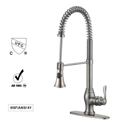 China CUPC Approved Chrome Brass Water Power Sink Faucets Pull Out Water Tap for sale