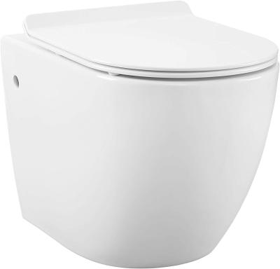 China Seamless Wall Hung Toilet Glossy White With Urea Formaldehyde Cover for sale