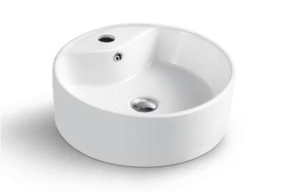 China Impact Resistant Above Counter White Porcelain Wash Basin For Bathroom for sale