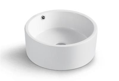 China Round White Ceramic Above Counter Bathroom Vessel Sink for sale