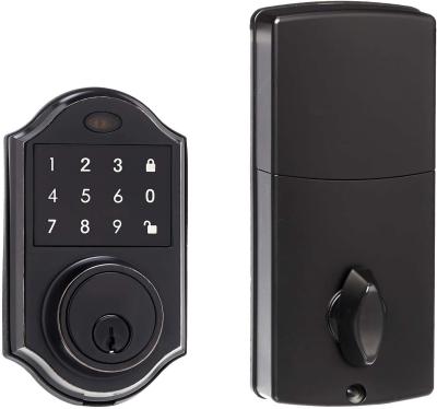China OEM Bump Proof Electronic Deadbolt Door Lock Matte Black And Chrome for sale