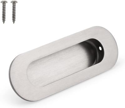 China Recessed Flush Pocket Door Pull Oval Shape With Hidden Screw for sale